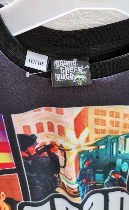 Tricou baieti negru GTA 6 Grand Theft Auto VI Mărime 110/116 5–6 ani