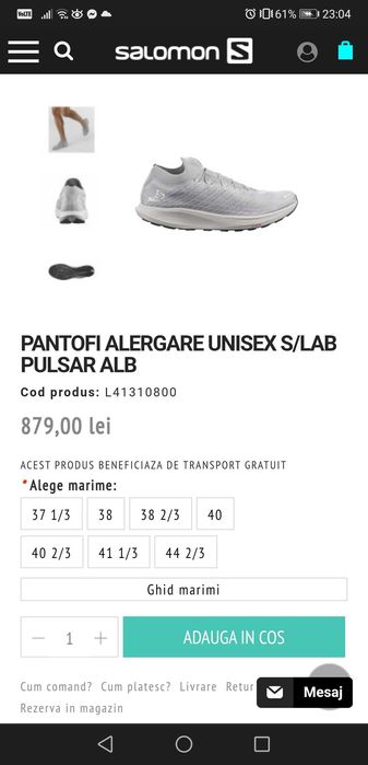 Adidasi alergare Salomon S/LAB Pulsar noi in cutie