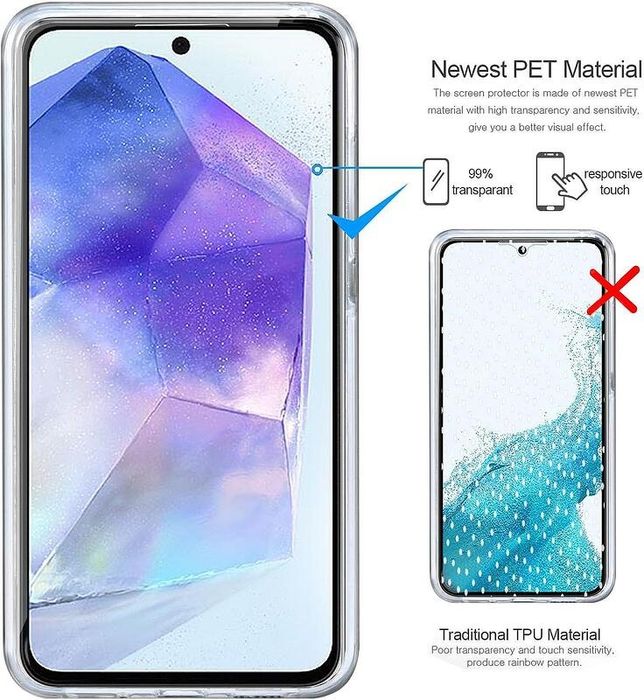 Прозрачен 360° Градуса Кейс за Samsung Galaxy A05s A15 A35 A55 A25