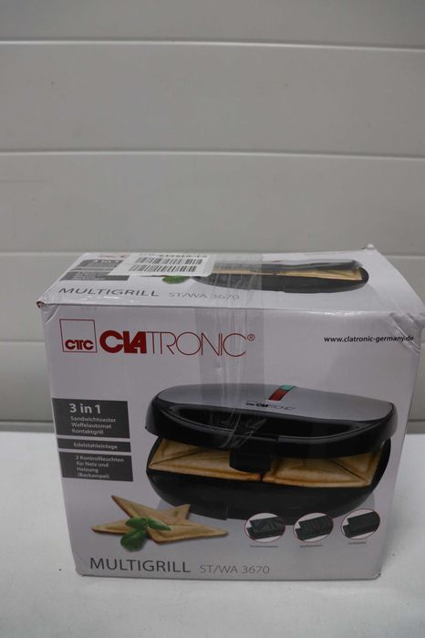 Clatronic 3670 3в1, 800W, Тостер, гофретник, контактна скара, с ДЕФЕКТ