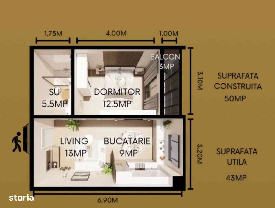 Apartament 2 camere, balcon, Mioritei, Energiei, Bacău