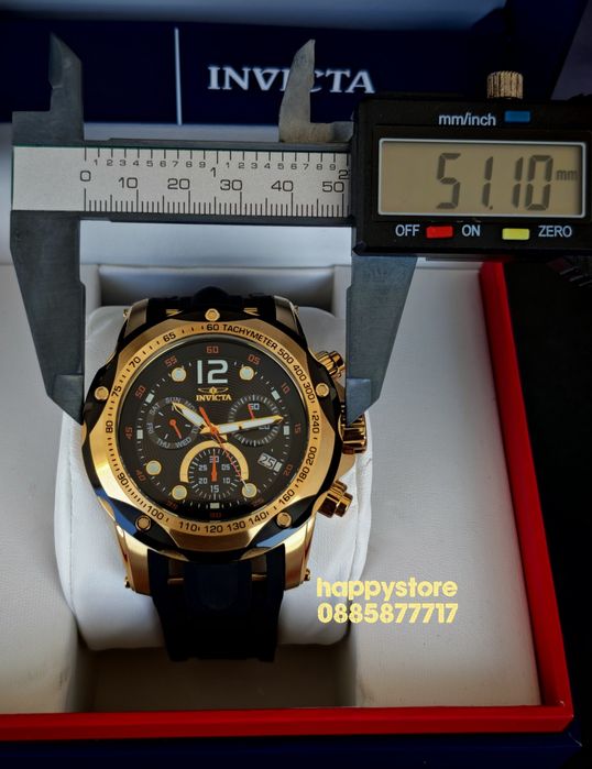 INVICTA Speedway Gold/Black Swiss 51 mm, Инвикта нов ръчен часовник
