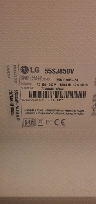 Tv LG 55SJ850V 4K, defect ecran spart