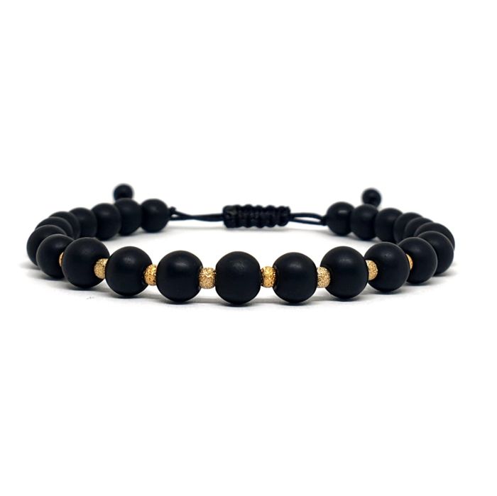 Brățară onix si argint placat cu aur 14 k