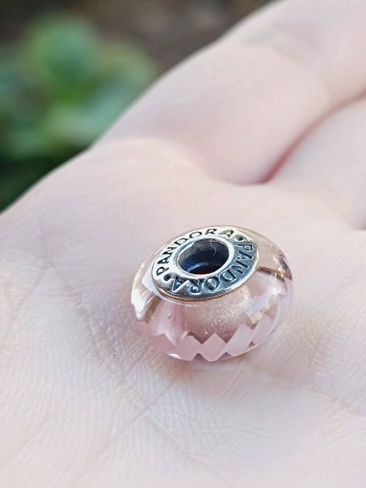 Charm Pandora 925 Murano Zig Zag Rosa Fuori