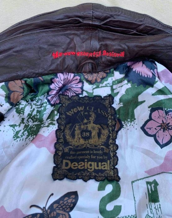 DESIGUAL Geaca Fashion Aspect Creponat Piele Maro Cambrata Original