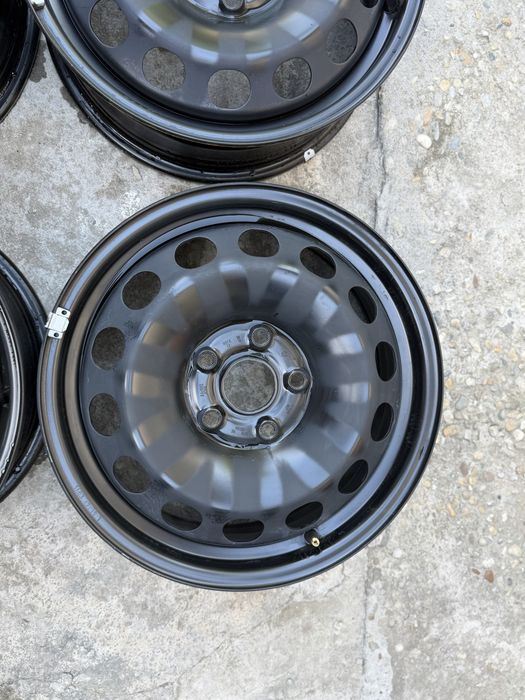 4 jante tablă originale VW Caddy 3 2K R16 6Jx16 ET50 cu capace