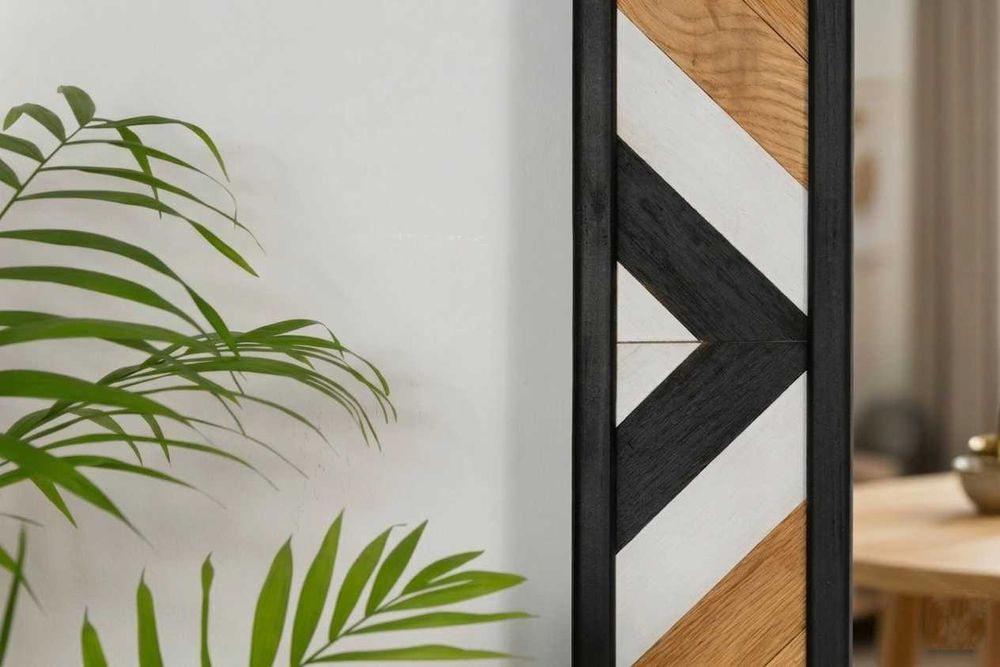 Oglindă de Perete - Design Geometric Wood