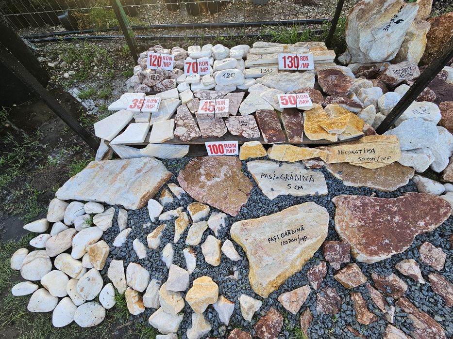 Piatra decorativa ornementala colturoasa rotunjita alba gri rosiatica