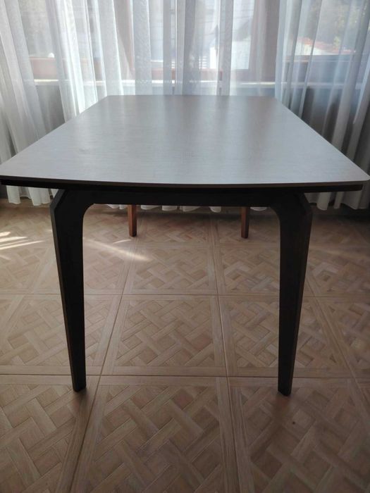 Трапезна маса за хранене 120 х 80 цвят орех/лен