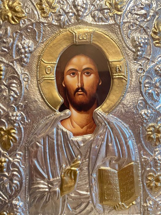 icoana argintata icoana veche dim 30x40 icoana veche icoana argintata