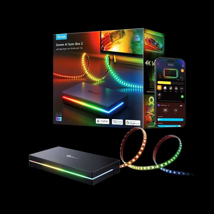 Kit Govee AI Sync Box 2 (HDMI 2.1) 55-65 inch – Nou, Sigilat, 4K 144Hz / 8K