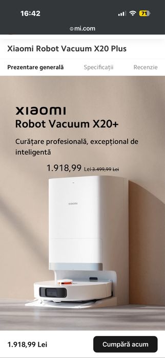 Xiaomi Robot Vacuum X20 Plus – Ca NOU, Garanție, Stație All-in-One