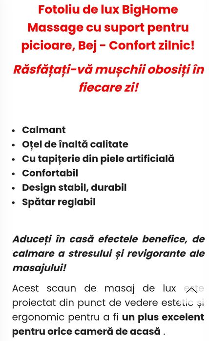 Fotolii cu functie de masaj si suport pentru picioare,  LUXUS