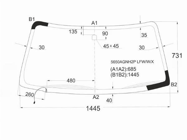 Стекло лобовое с обогревом щеток  Mitsubishi Pajero