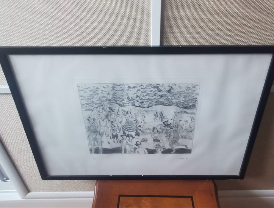 Антикварна картина техника суха игла , само 15 бройки 69г. авторска !