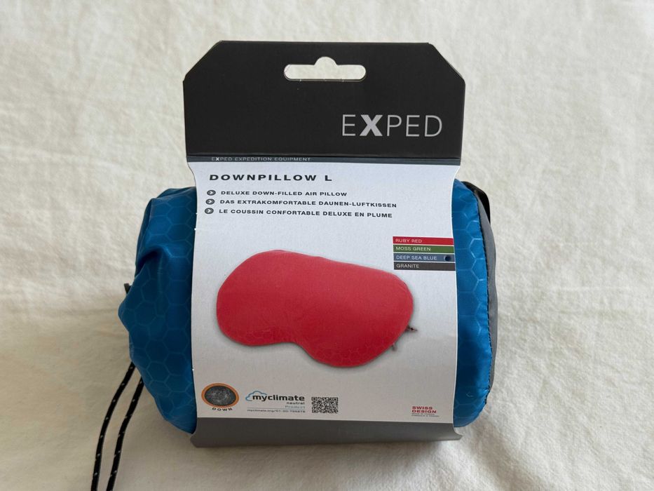 Продавам нова туристическа възглавница Exped Down Pillow L, Deep Sea Blue