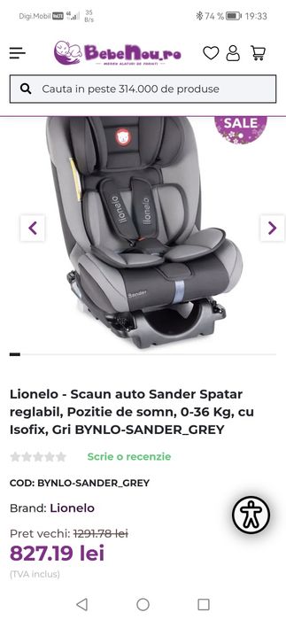 Scaune auto pentru  copil 0-36kg cu isofix