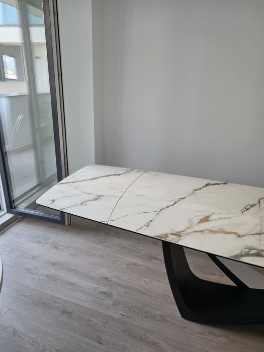 Masa Living Blat Ceramic Extensibila 180/280 x 90 x 75 cm  Alb Marmura