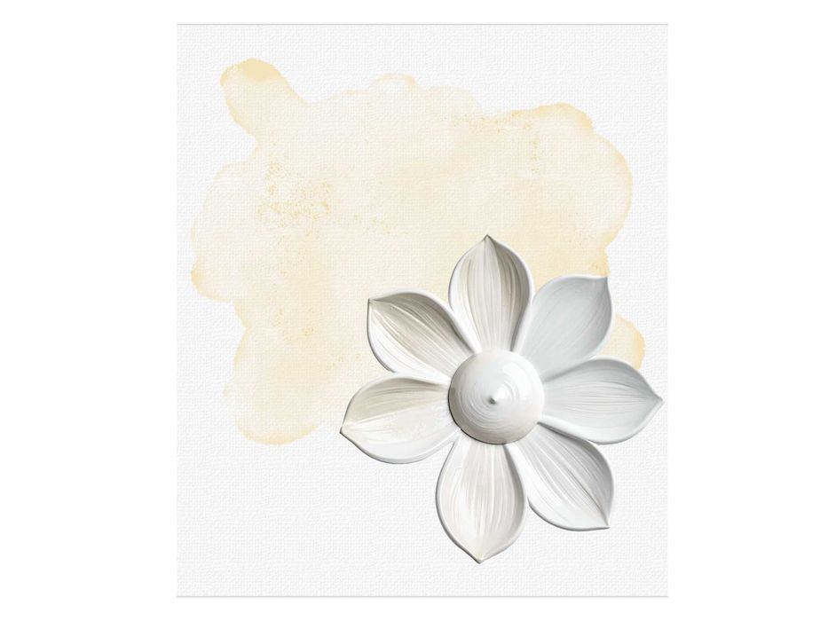 Tablou handmade cu floare texturată și fundal coffee – Precomandă