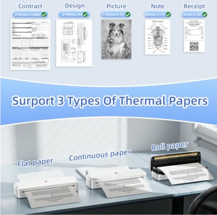 Imprimanta Termica Phomemo M834 A4, Imprimanta Mobila Pentru Deplasari