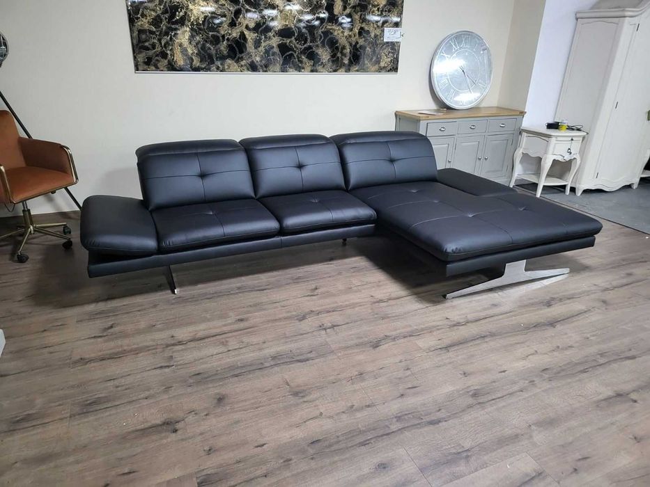 ПРОМОЦИЯ!!! Черен кожен ъглов диван "DANA"