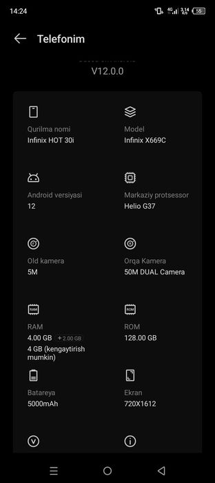 Infinx hot 30 holat ideal.