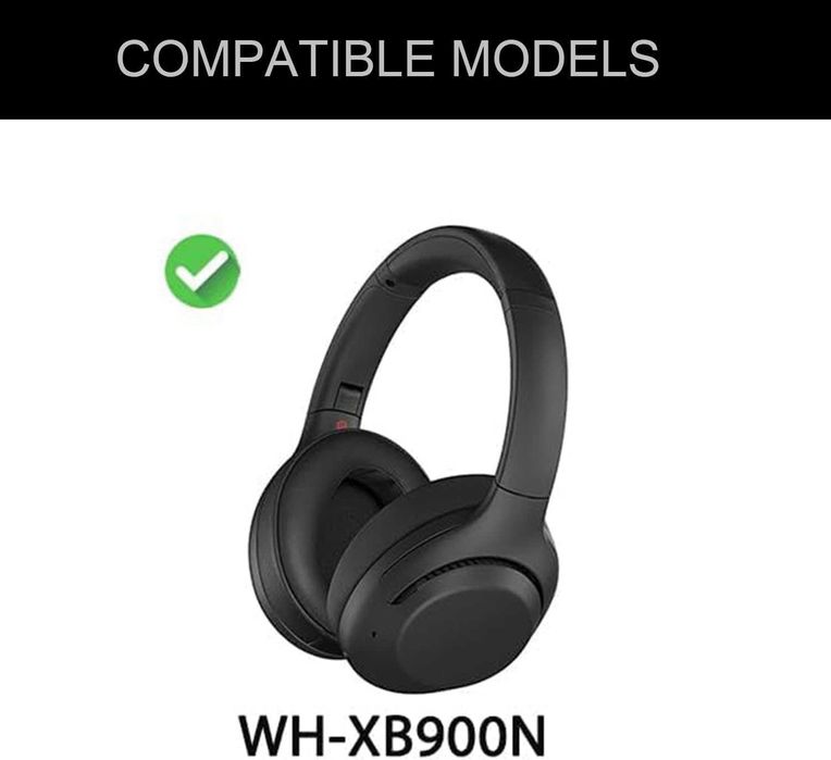 Set 2 bureti pentru casti Sony WH-XB900N, Over-Ear - Spuma cu memorie, Piele ecologica