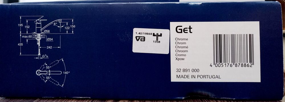 Baterie spălător (Grohe) cu monocomandă 1/2", model Get 32891 (000)