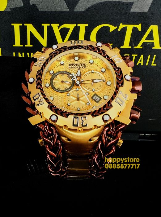 часовник INVICTA Gladiator Brown and Gold 60 mm, Инвикта нов