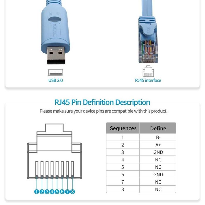 Cablu serial DSD TECH SH-RJ45K USB la RS485 cu interfață RJ45