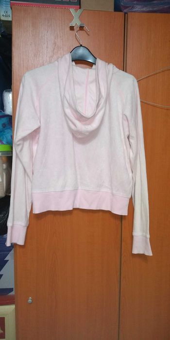 Hanorac dama catifelat Pumpkin UK ,roz ,gluga & buzunare , M