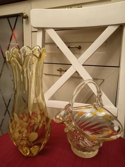 Винтажные вазы (фарфор, цветное стекло, Богемия)