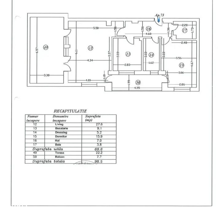 Apartament Mobilat Nou 2 Camere cu Terasa View Superb