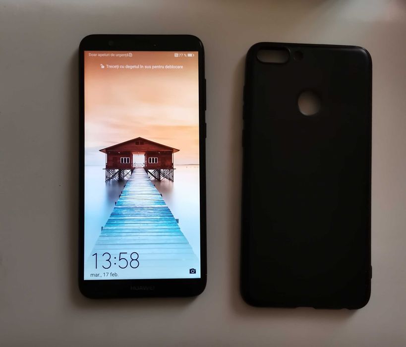 HUAWEI P Smart, Model FIG - LX1, *Impecabil **, + Husă Silicon Negru