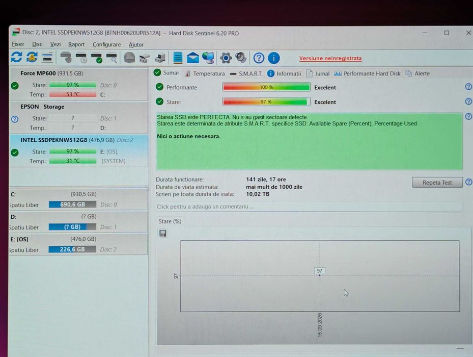 SSd 512GB Intel, nvme, format 2280