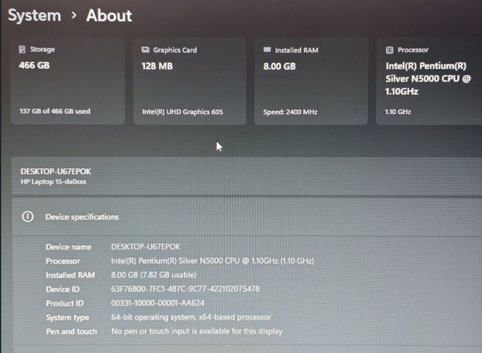 Laptop HP 15-dao159nq - foarte putin folosit