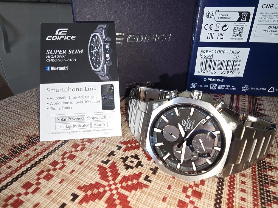 Casio Edifice EQB-1100D - solar, subtire 8,9 mm, geam safir