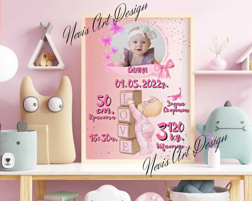 Бебешка визитка / бебешка картичка / Подарък в рамка