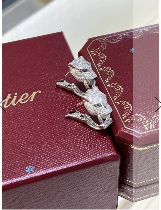 Золотые серьги пантера Cartier