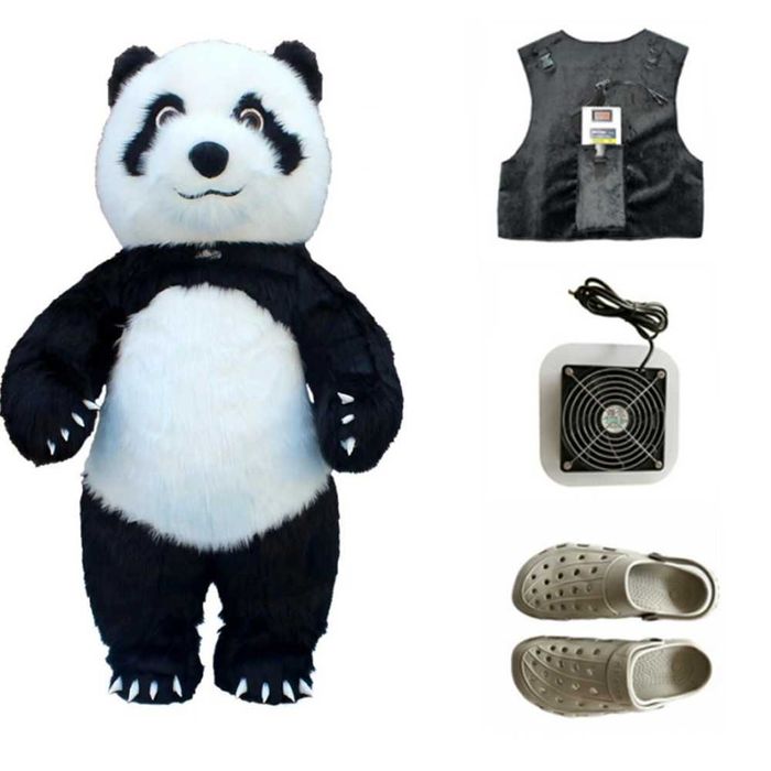 Urs mascota gonflabila  Panda 2 metri cu baterie si incarcator