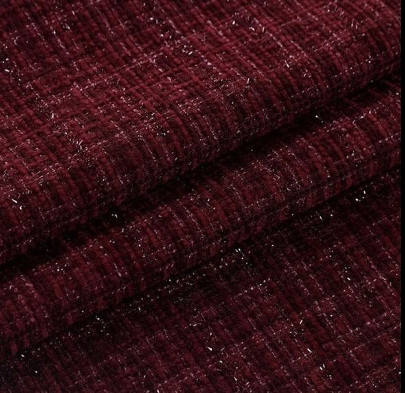 Бордовое твидовое платье