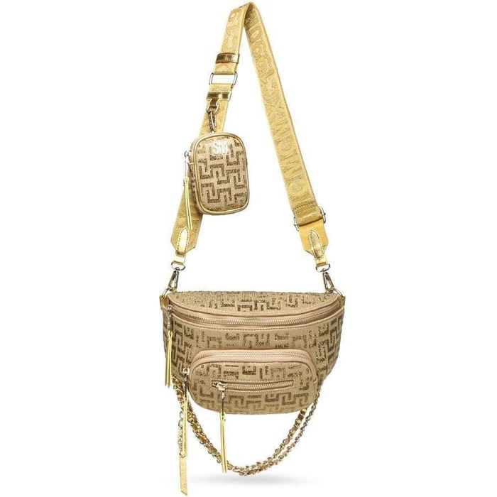 Оригинална дамска чанта Steve Madden - Бежова с кристали