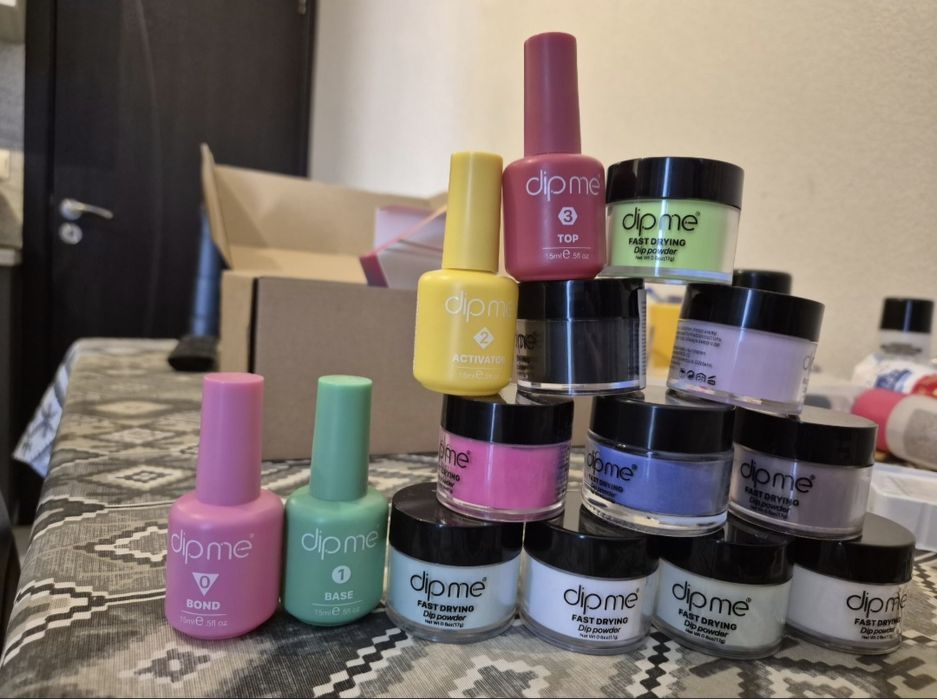 Пълен стартов комплект за маникюр Dipme с 10 пудри