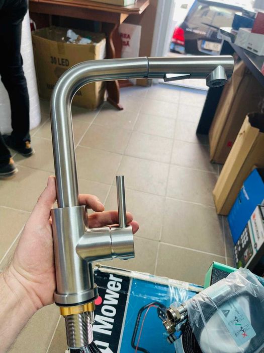 Robinet de bucătărie FORIOUS, extensibil, oțel inoxidabil, rotativ