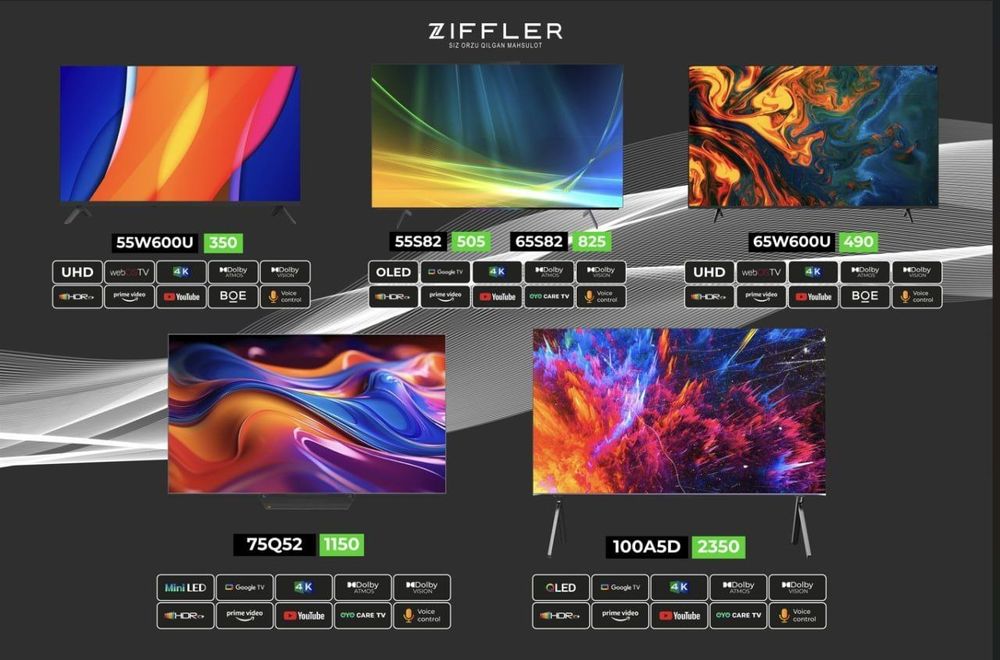 Премиум Телевизор ZIFFLER 55S82 Oled Smart 4k Google Tv