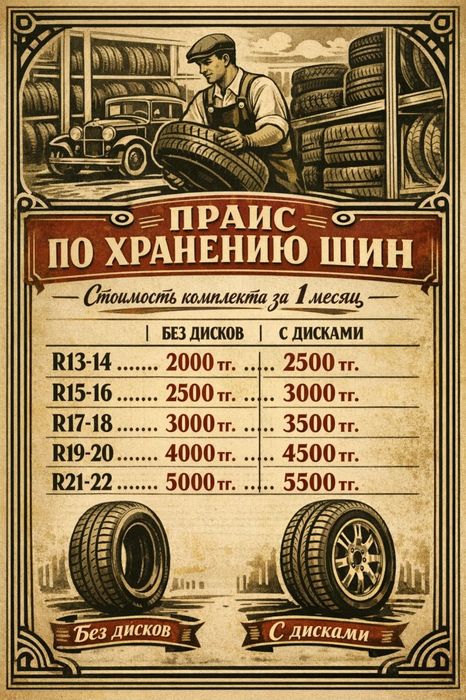 Хранение шин сезонное