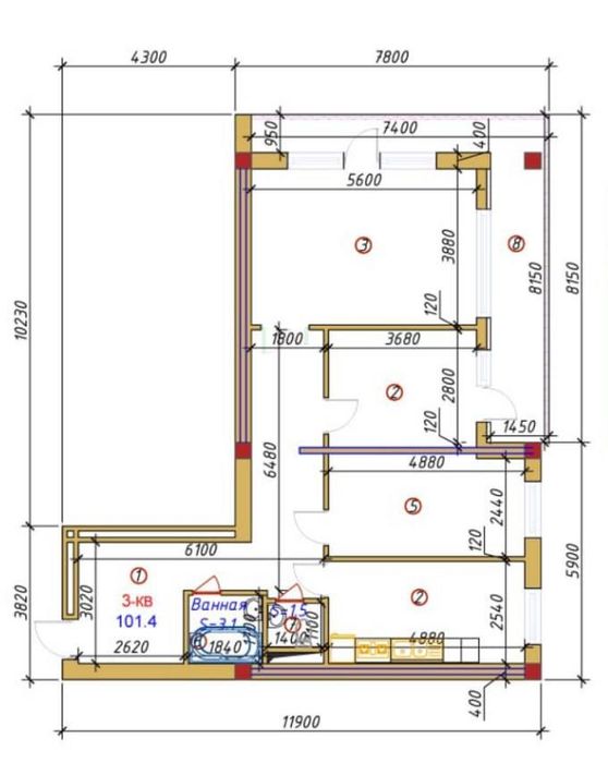 Продается 3хком новостройка в центре