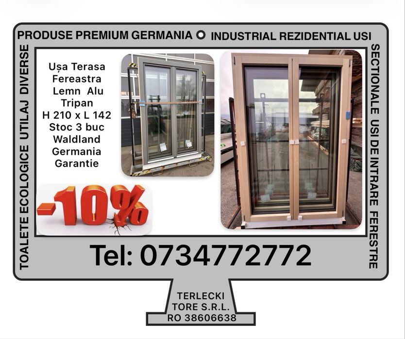 USA TERASA LEMN ALU TRIPAN Germania fereastra balcon antracit H 210 x L 142 Garantie