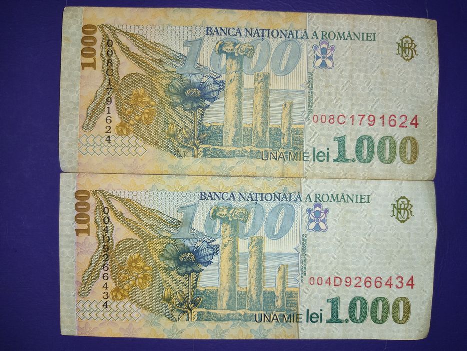 2 bancnote de cate 1000lei din 1998